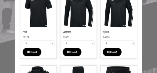 De gehele kledinglijn van de club op de website van je voetbalvereniging. Leden kunnen makkelijk betalen per ideal en het bedrag staat gelijk op de rekening van de club.